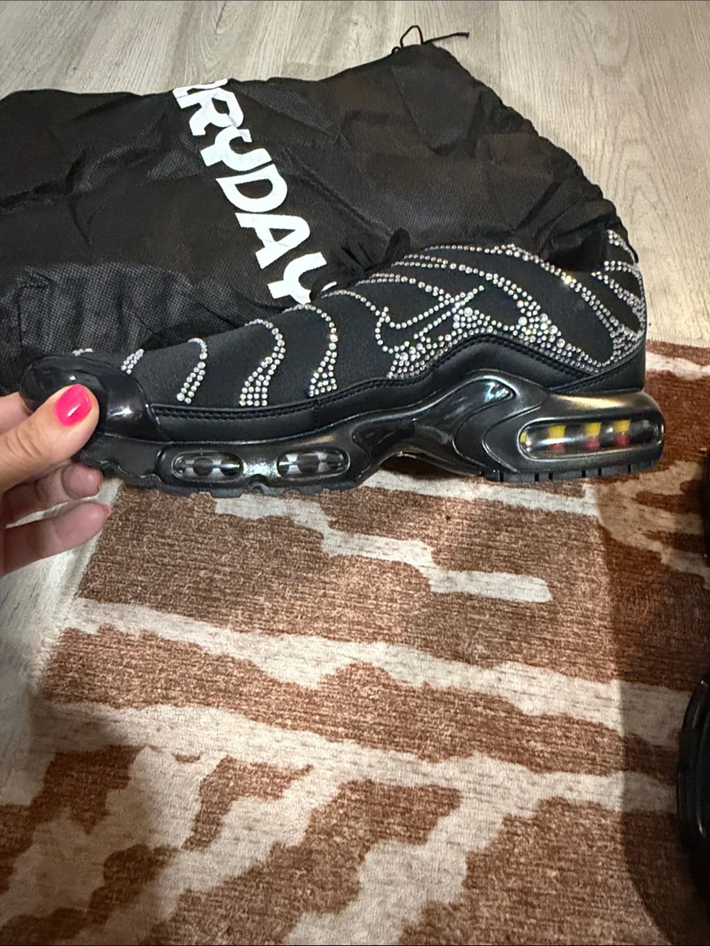 Nike Black Sneakers with Reflective Dot Wave Accents